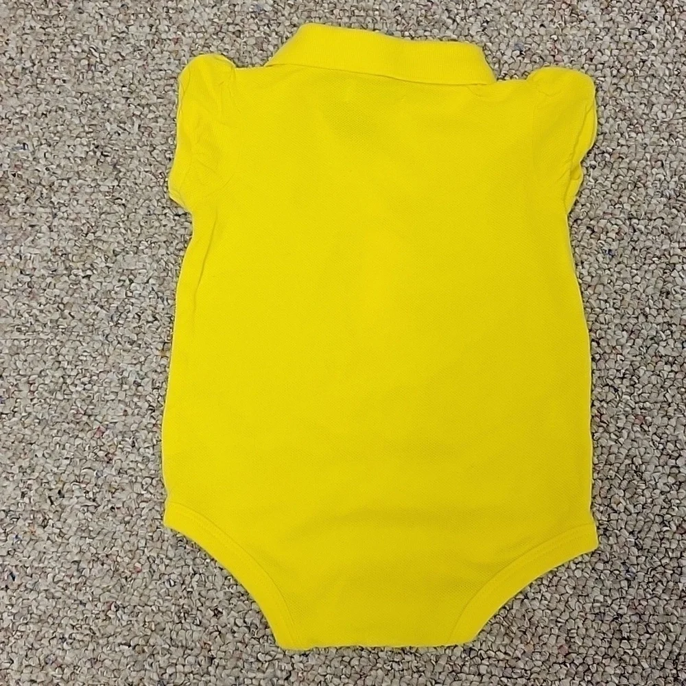 Ralph Lauren Bright Yellow Ruffle Front Bodysuit Infant Sz 6 Months